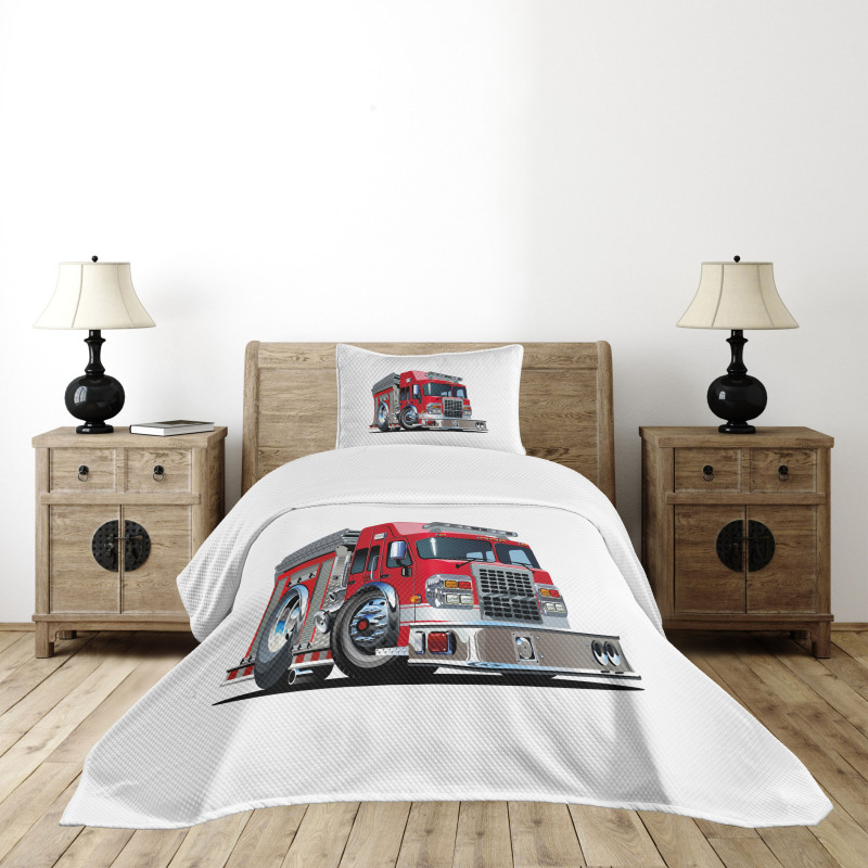 Cartoon Style Firefighter Bedspread Set