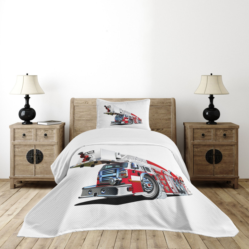 911 Emergency Firetruck Bedspread Set