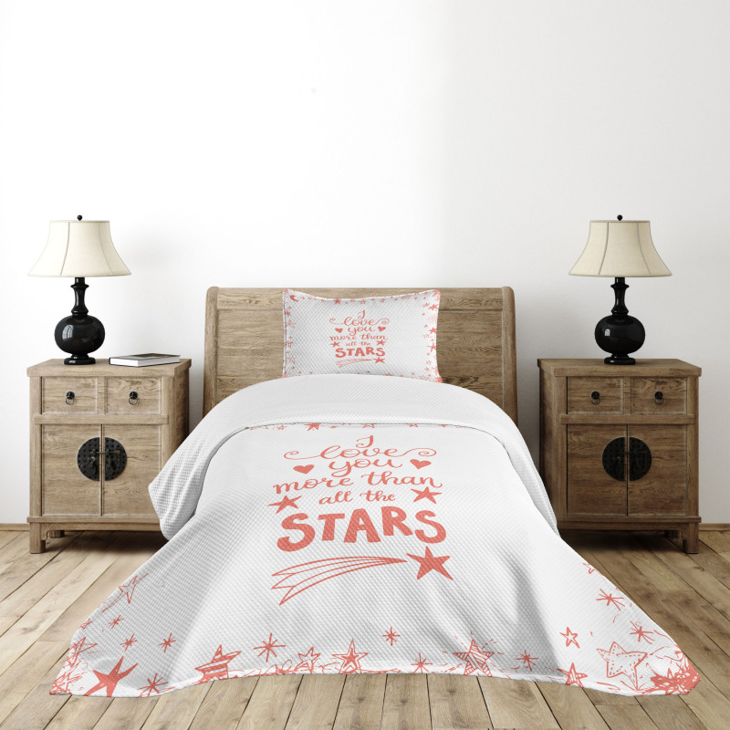 Stars Words Art Bedspread Set