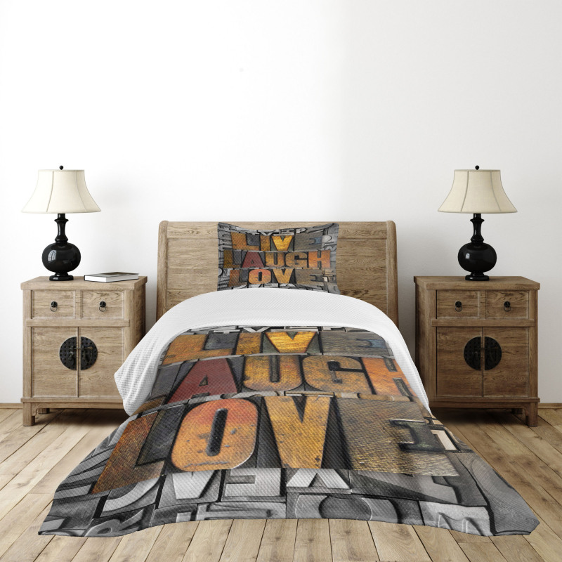 Values Words Bedspread Set