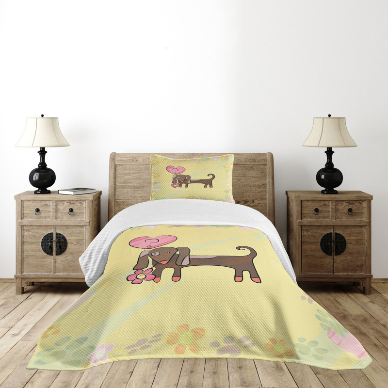 Colorful Dog Design Bedspread Set