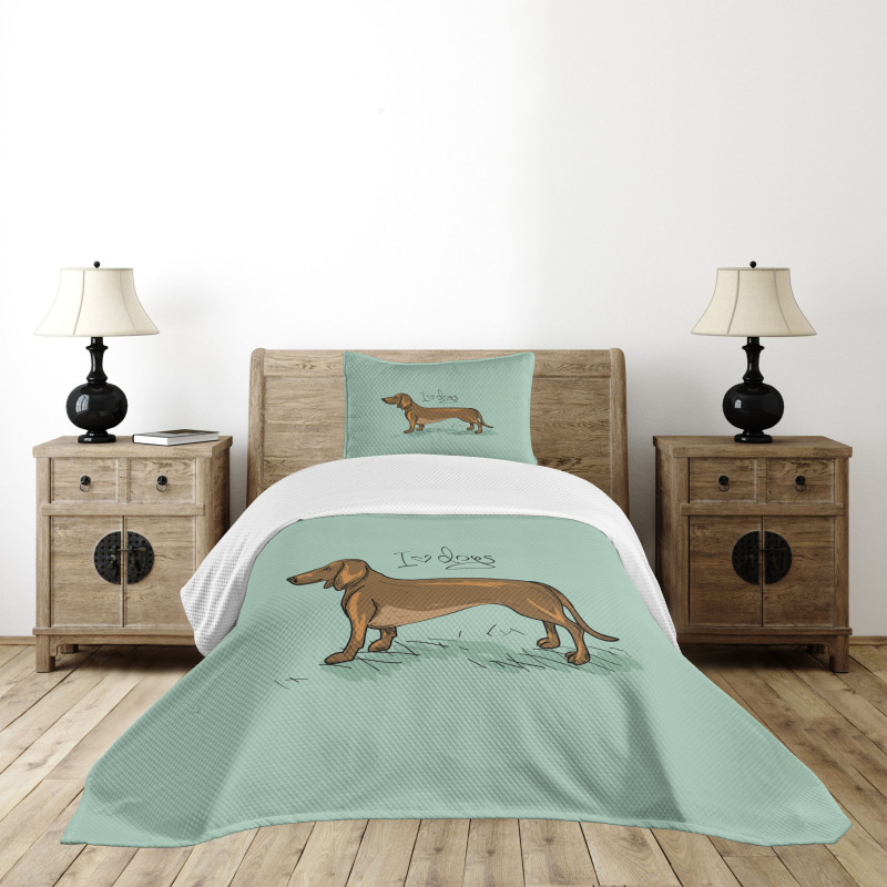 Detailed Puppy Design Bedspread Set