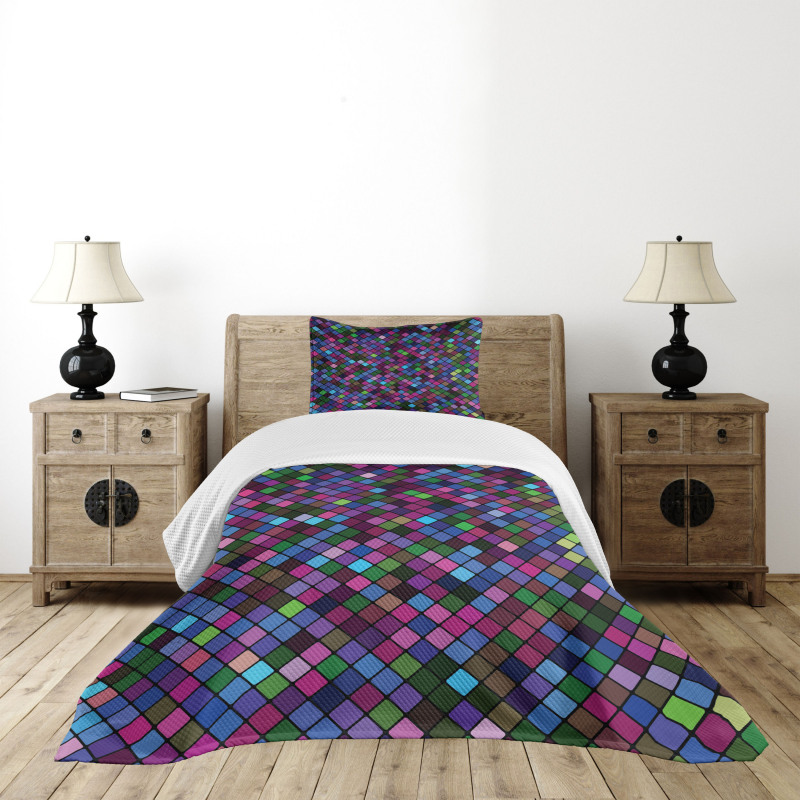 Mosaic Pixel Pattern Bedspread Set