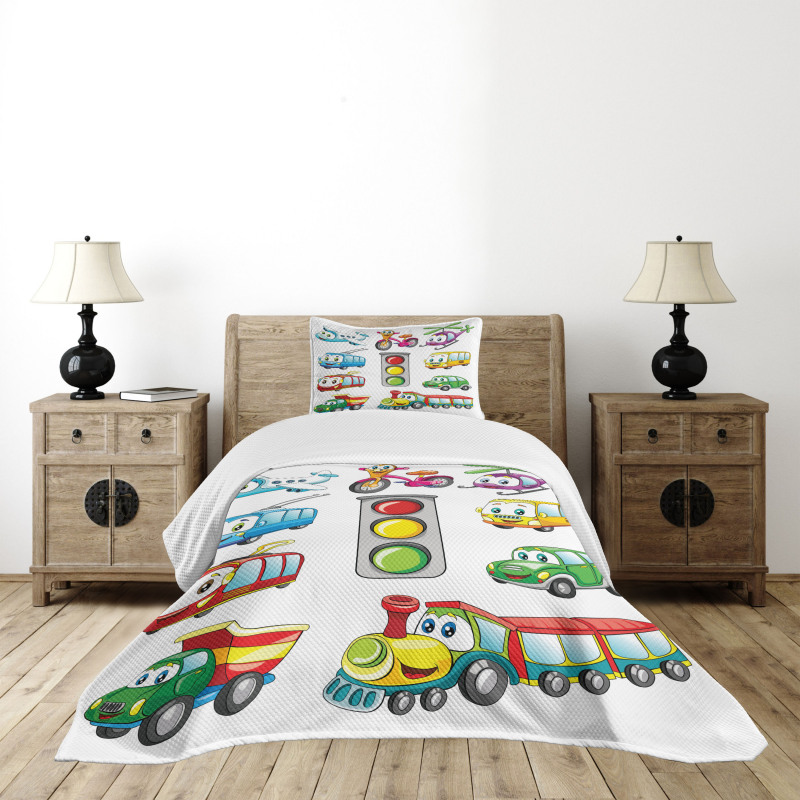 Cheerful Transportation Bedspread Set