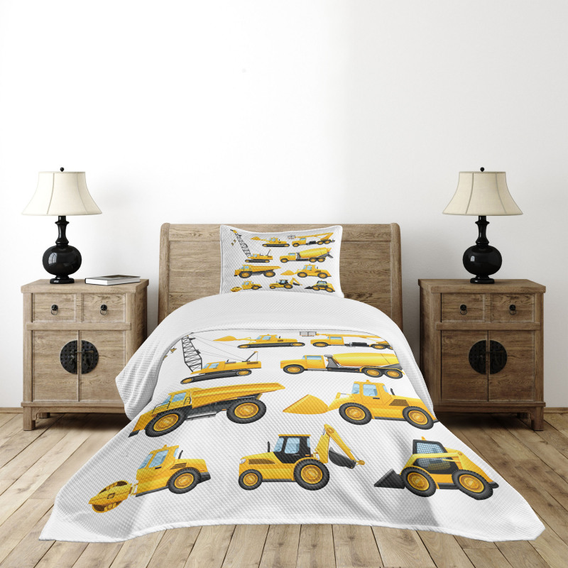 Construction Vehicles Bedspread Set