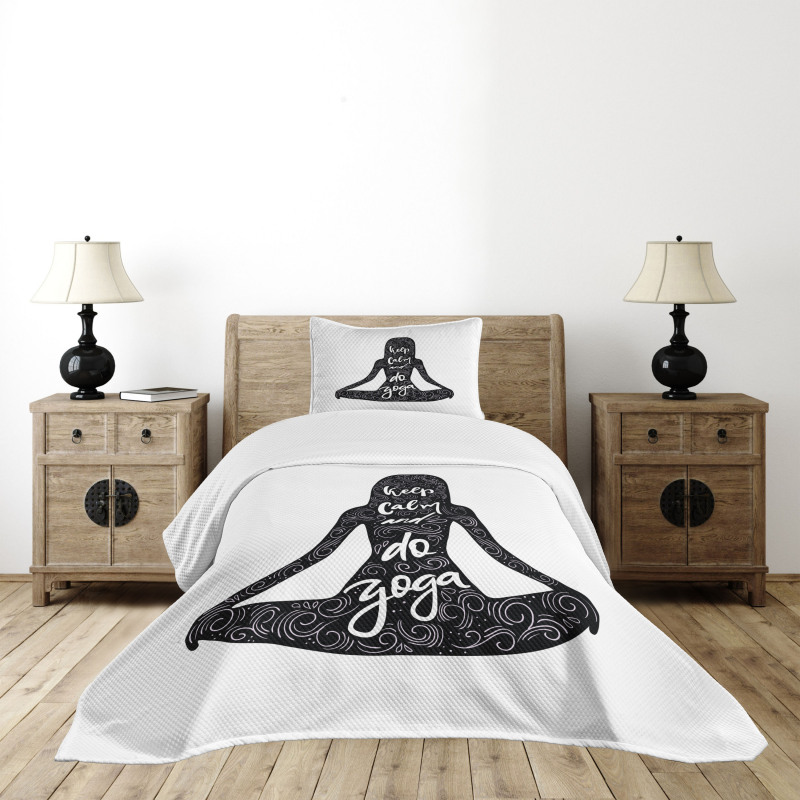 Do Yoga Words Girl Bedspread Set