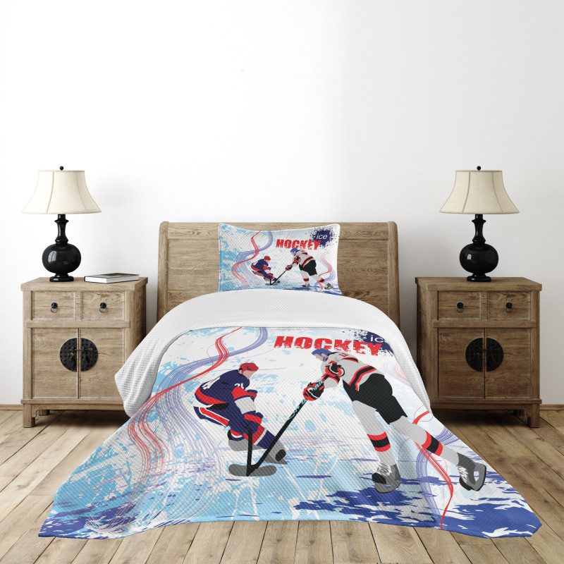 Players on Skating Rink Bedspread Set