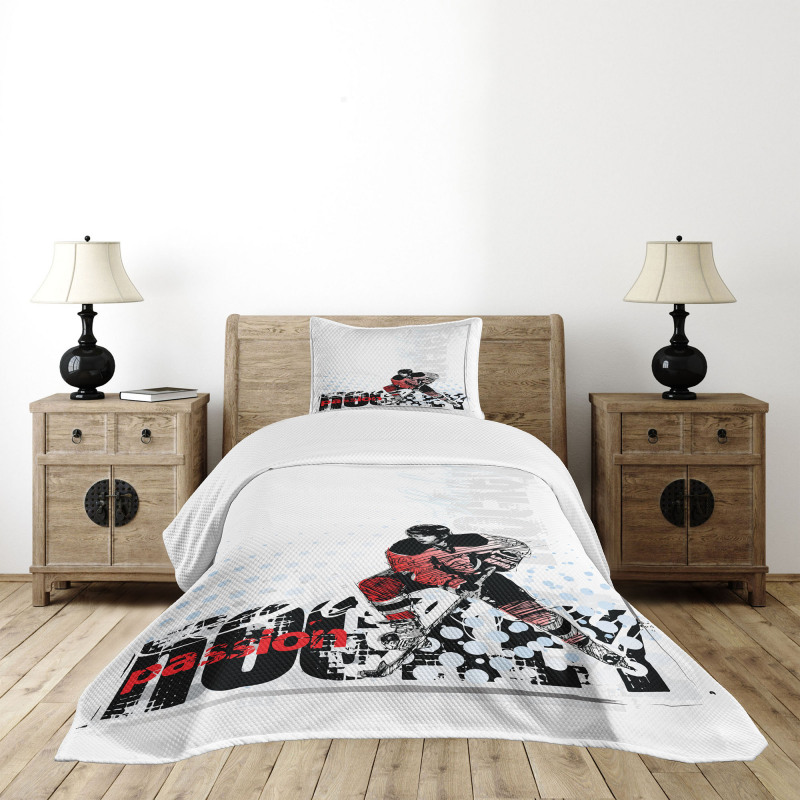 Goalie Playing Artwork Bedspread Set