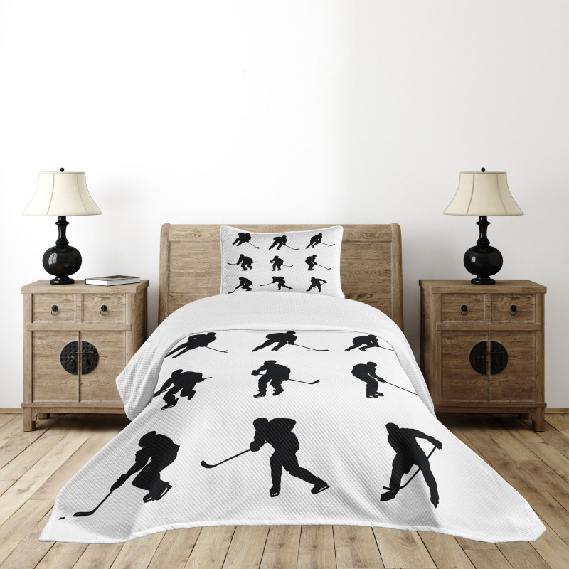 Black Player Silhouettes Bedspread Set