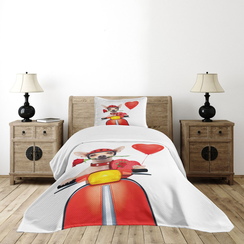 Romantic Chihuahua Bedspread Set