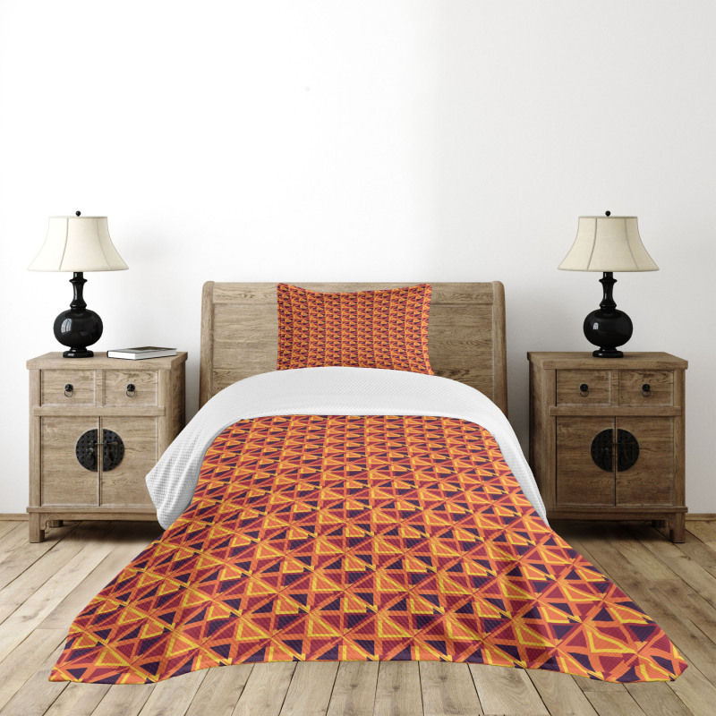 Warm Toned Triangles Bedspread Set