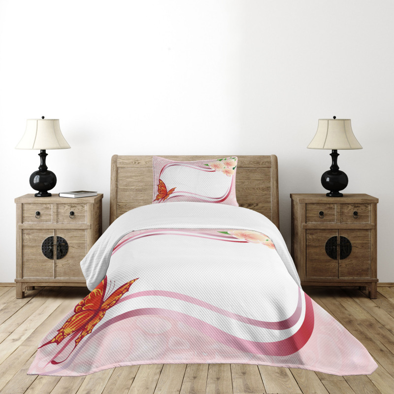 Abstract Floral Pink Bedspread Set