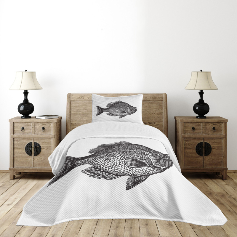 Rock Bass Black and White Bedspread Set