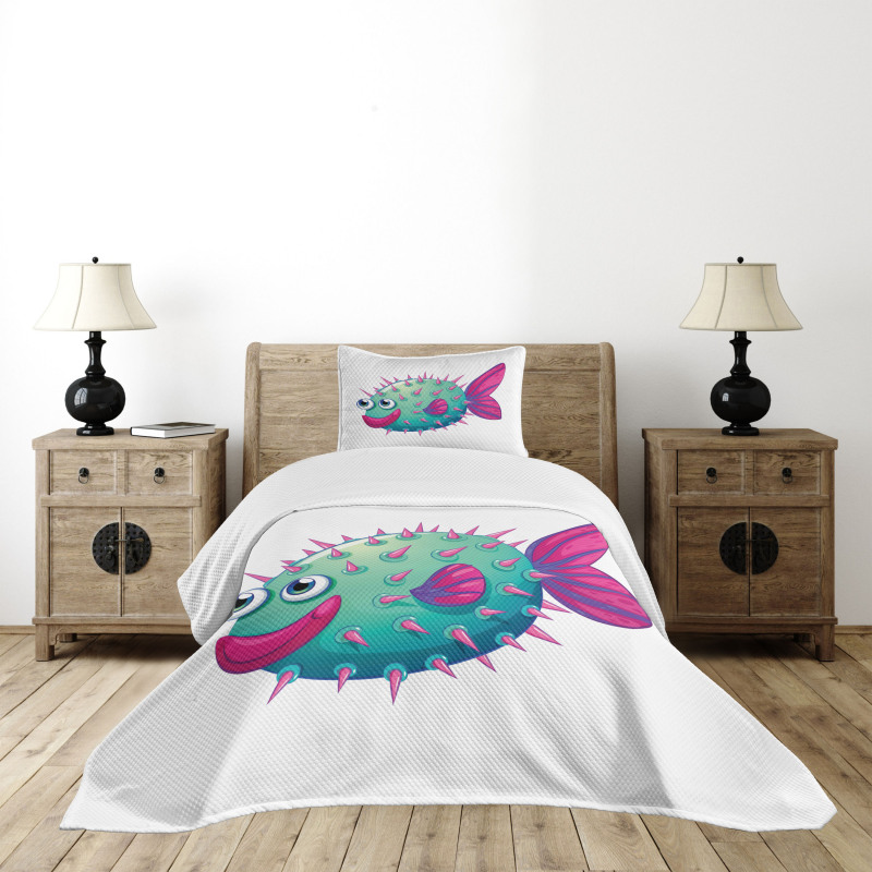 Vibrant Color Bubble Fish Bedspread Set