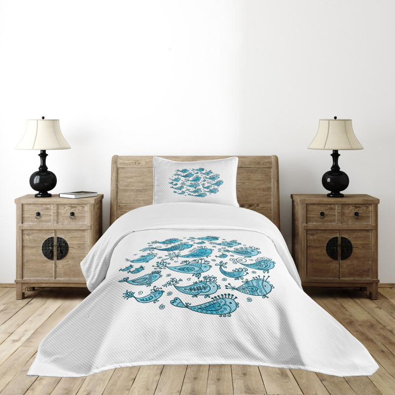 School of Fish Sketch Art Bedspread Set