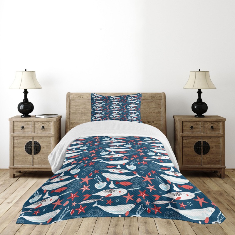 School of Fish Narwhal Bedspread Set