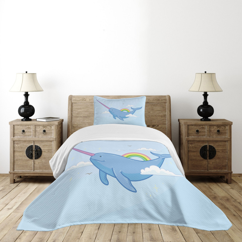 Flying Whale Bedspread Set