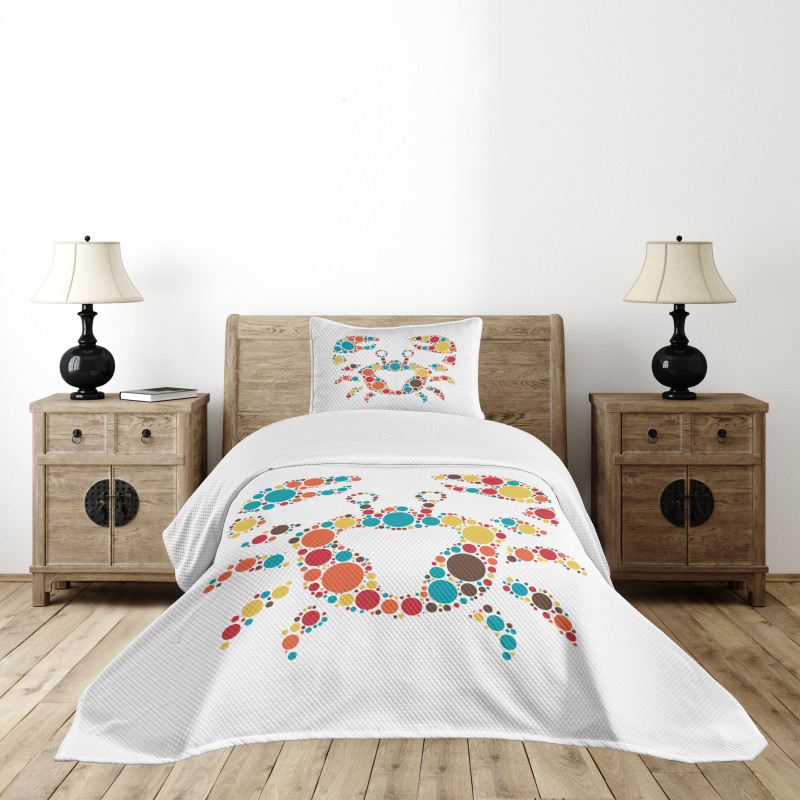 Colorful Dotted Shape Bedspread Set