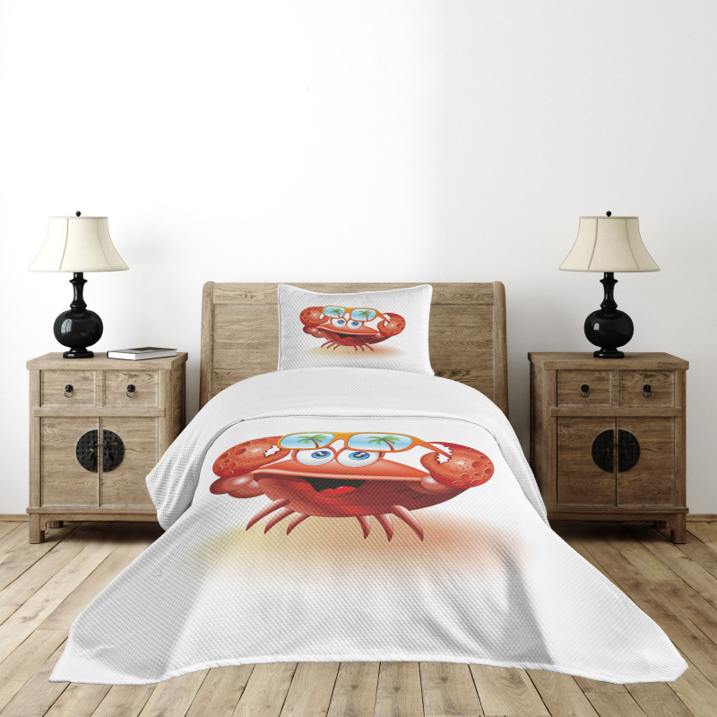 Comic Mascot Sunglasses Bedspread Set