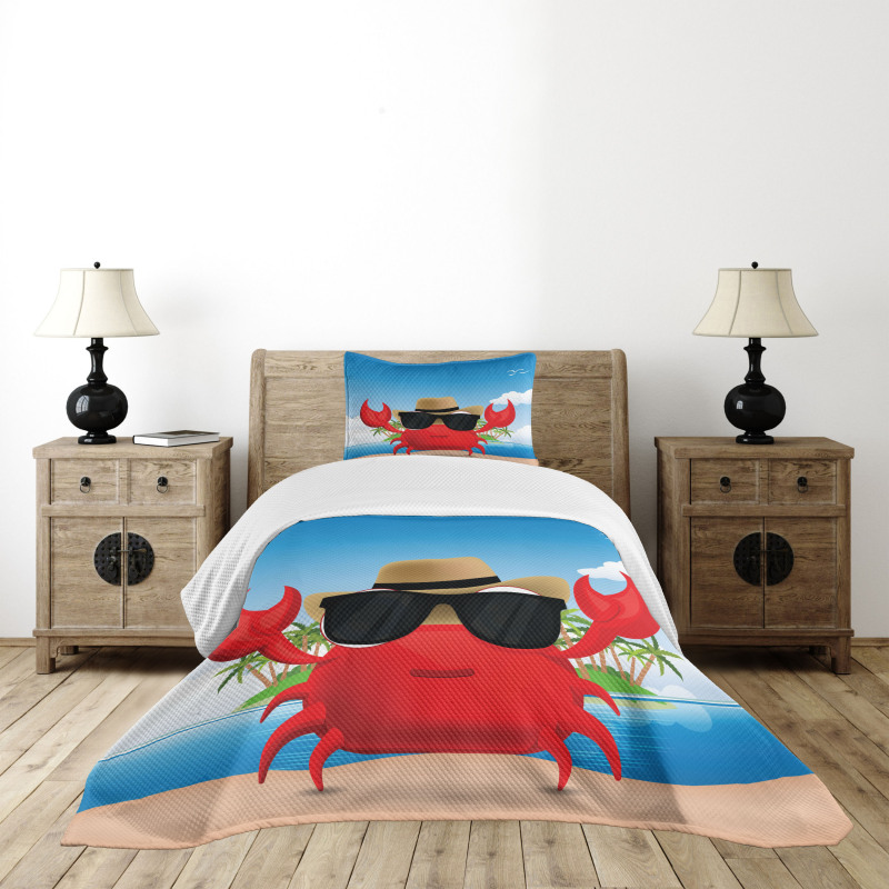 Crustacean Sunglasses Hat Bedspread Set