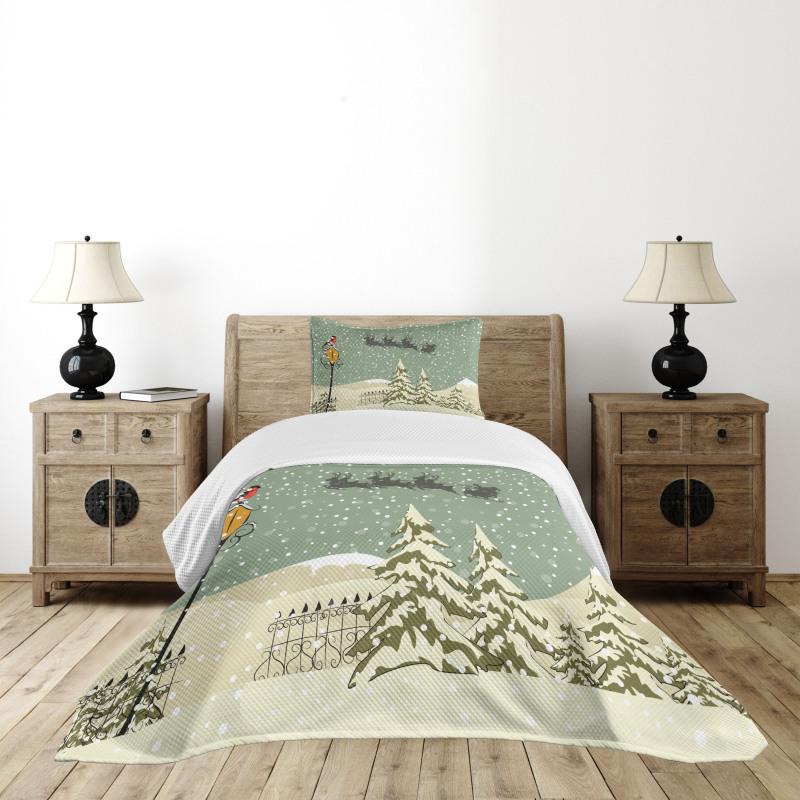 Santa Claus Reindeer Bedspread Set