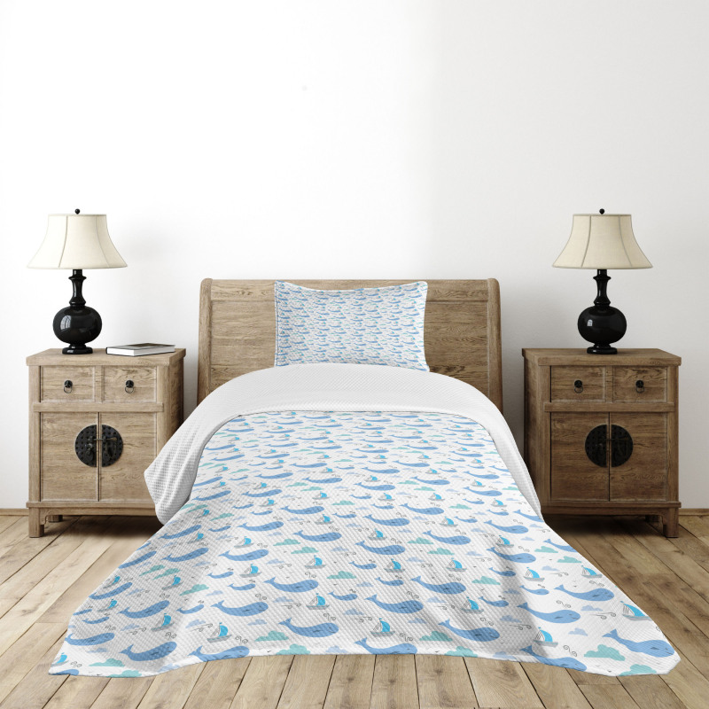 Marine Life Themed Design Bedspread Set