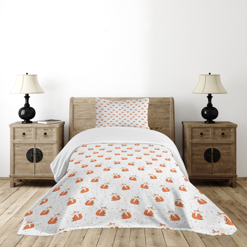 Orange Forest Animal Bedspread Set