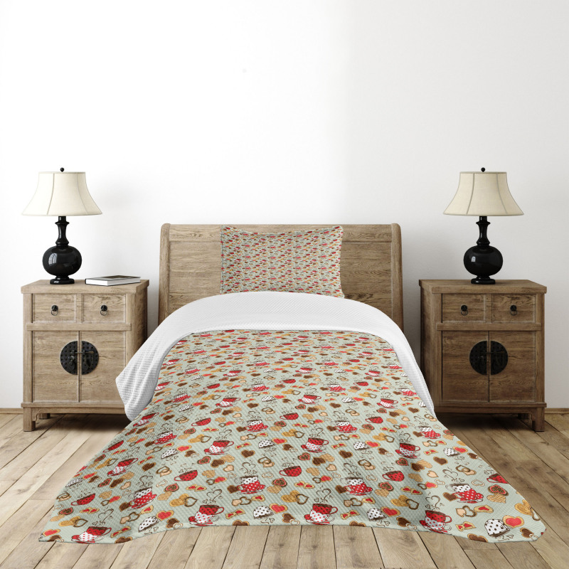 Heart Shaped Cookies Bedspread Set