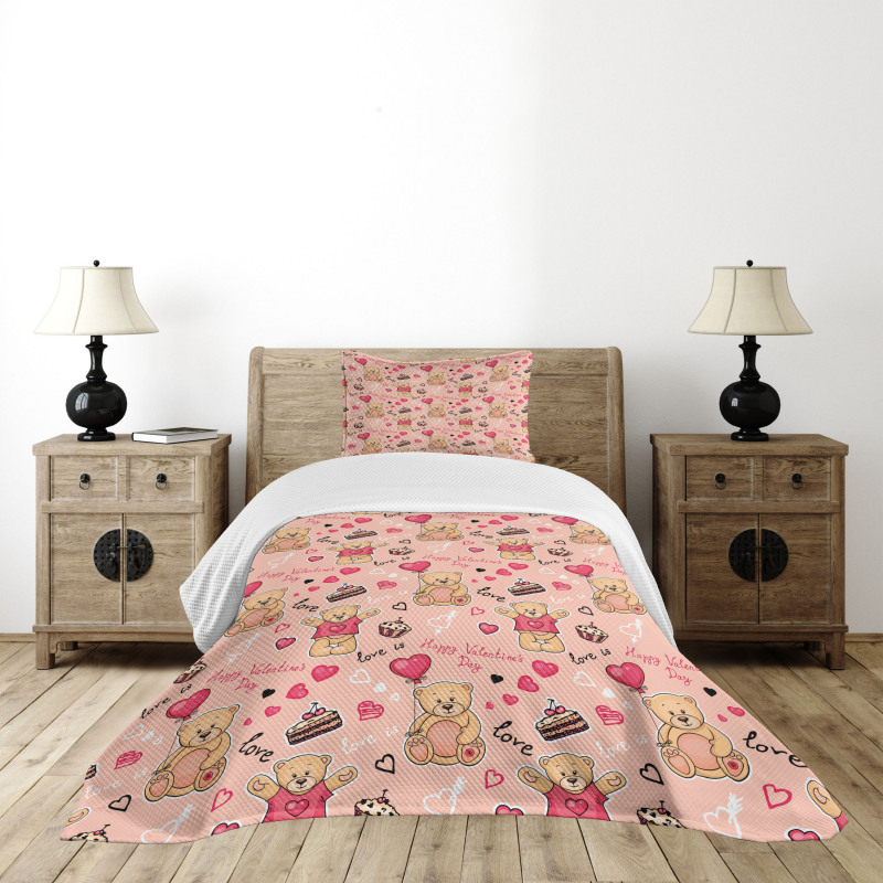 Bear Cake Balloon Bedspread Set