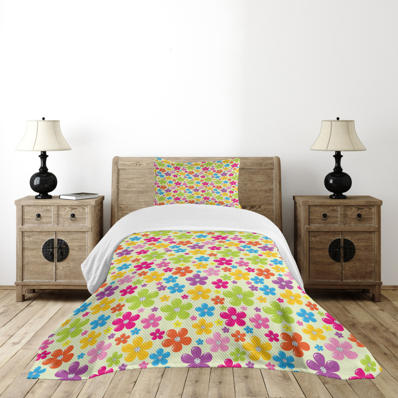 Sixties Hippie Flowers Bedspread Set