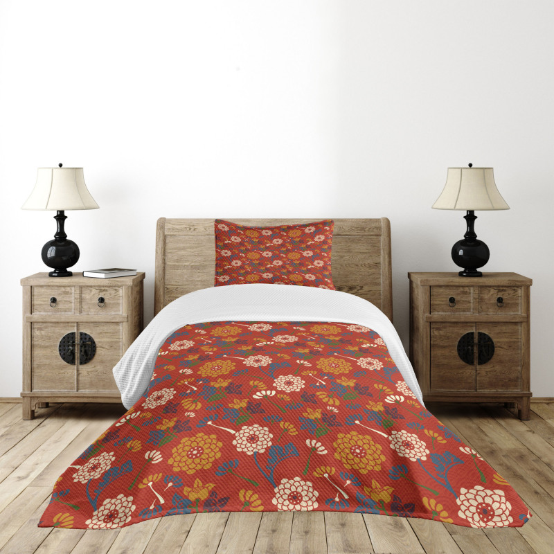 Flower Silhouettes Bedspread Set