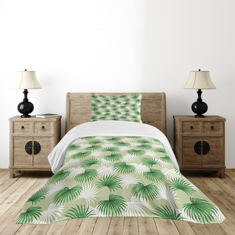 Palm Tree Island Foliage Bedspread Set
