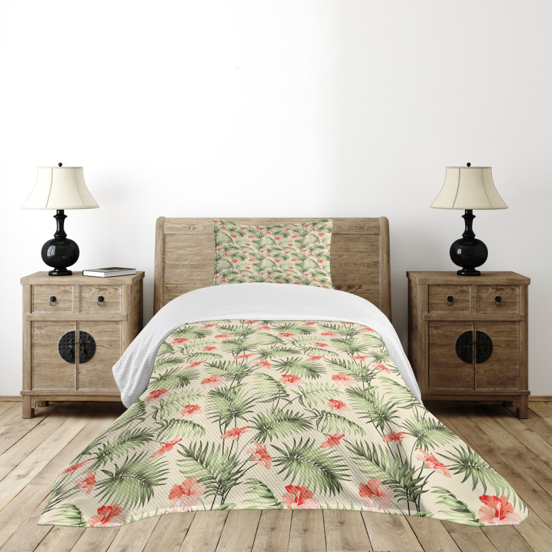 Hawaiian Aloha Hibiscus Bedspread Set