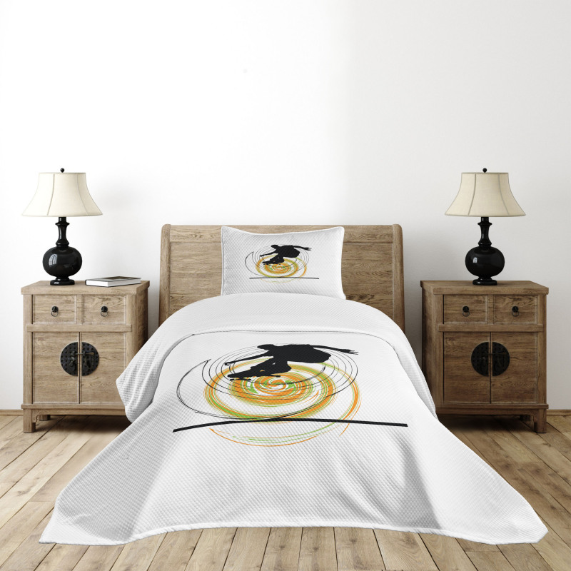 Skater Man Spiral Circles Bedspread Set