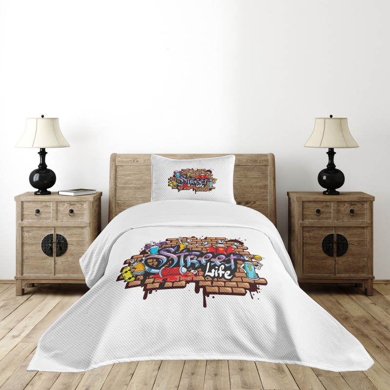 Street Life Graffiti Art Bedspread Set