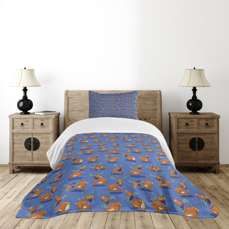 Funny Cartoon Mascots Bedspread Set