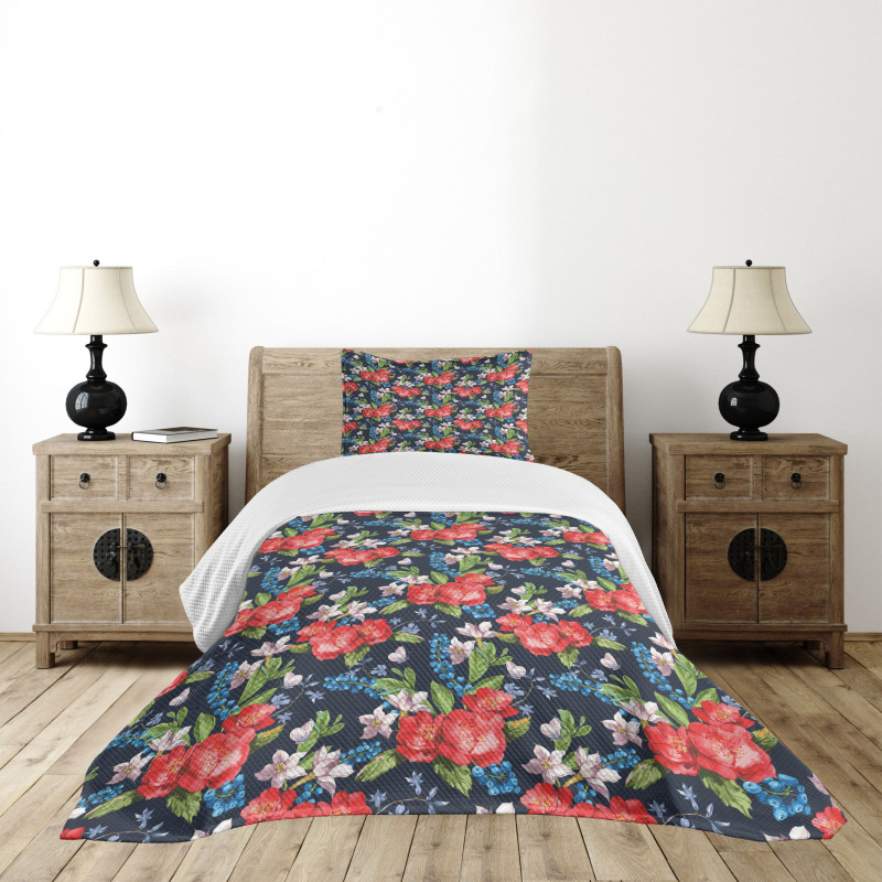 Blueberries Green Leaves Bedspread Set