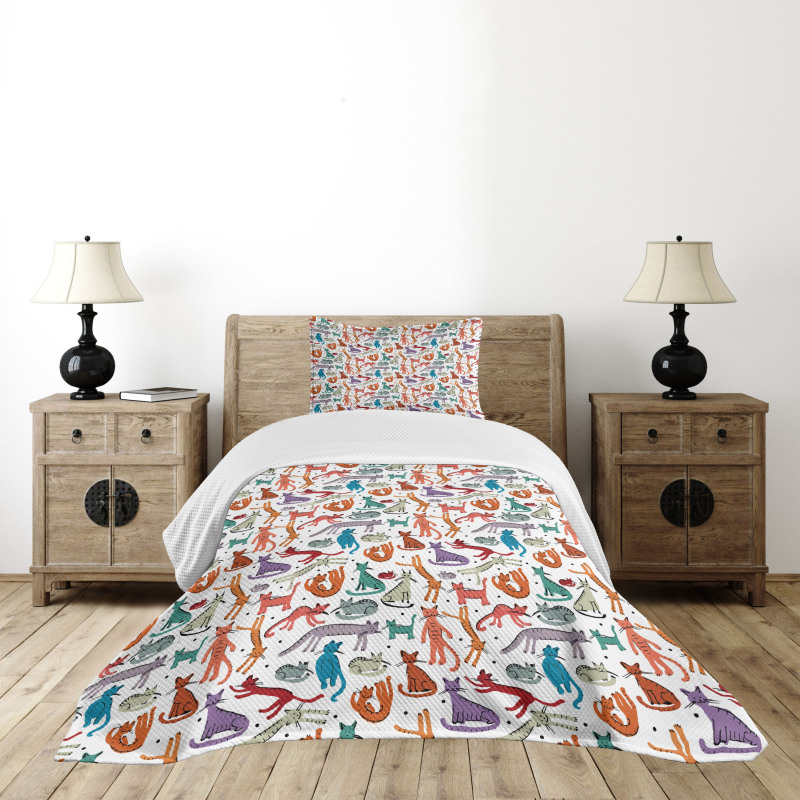 Colorful Sketch Composition Bedspread Set