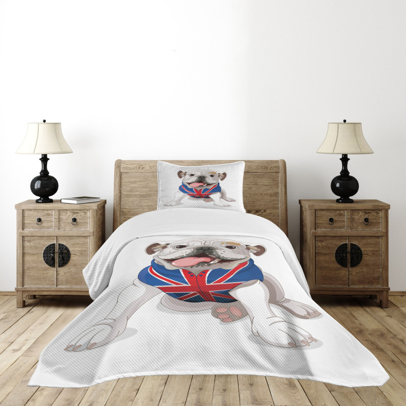 Puppy with Flag Bedspread Set