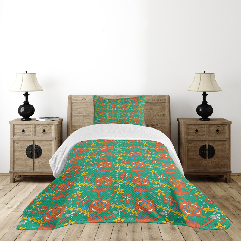 Dot Cartoony Nature Design Bedspread Set