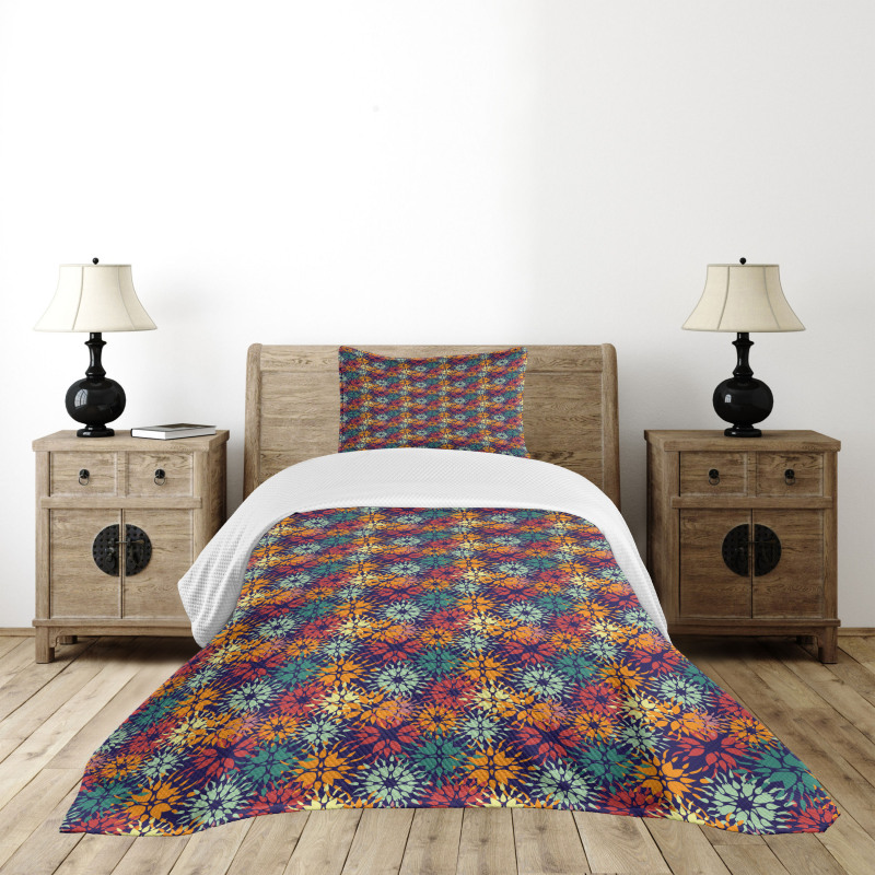 Colorful Petal Design Bedspread Set