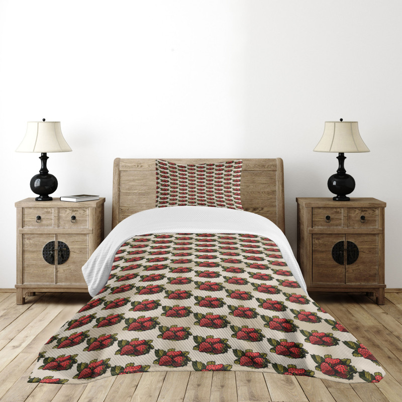 Hand Drawn Fruits Bedspread Set