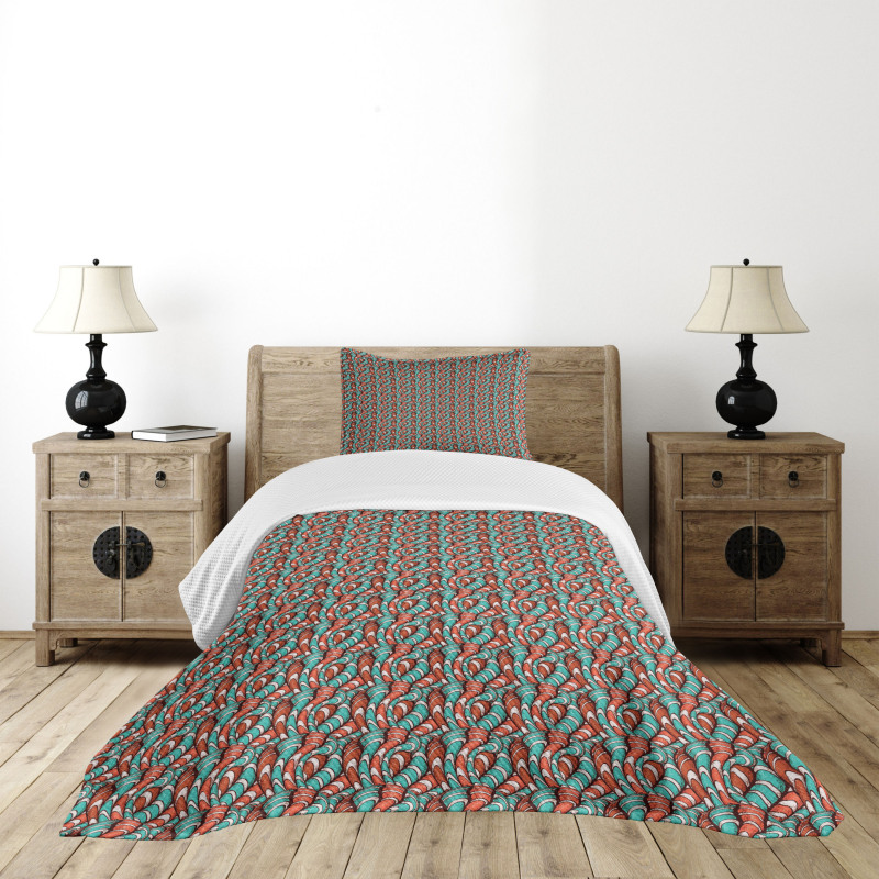 Wavy Lines Grunge Bedspread Set