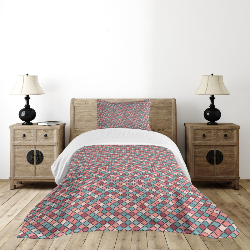 Retro Style Checkered Bedspread Set