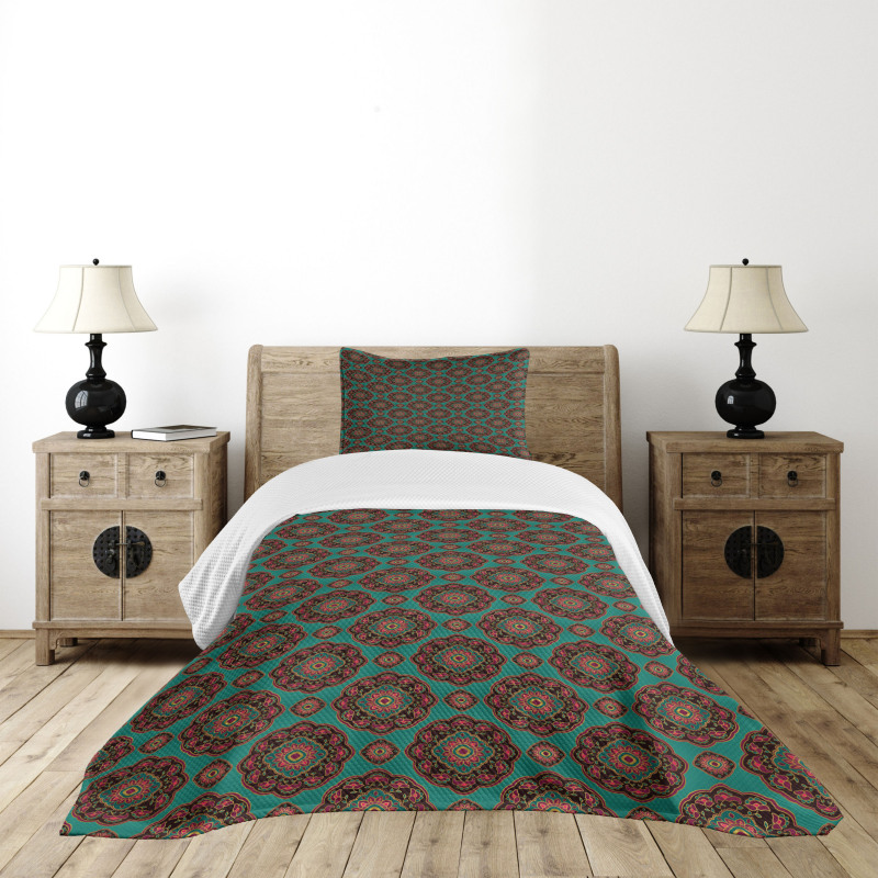 Floral Mandala Motifs Bedspread Set