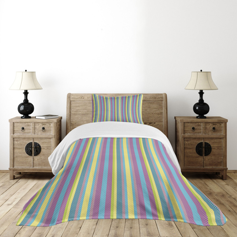 Colorful Zigzag Lines Bedspread Set