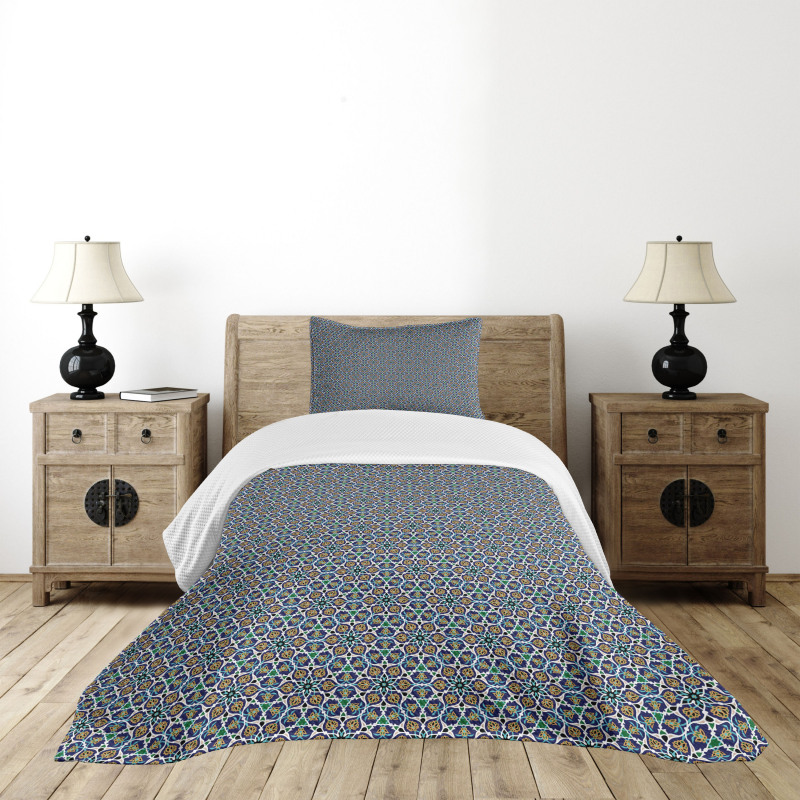 Oriental Flower Bloom Print Bedspread Set