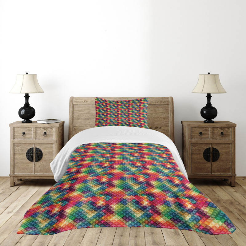 Colorful Circle Design Bedspread Set