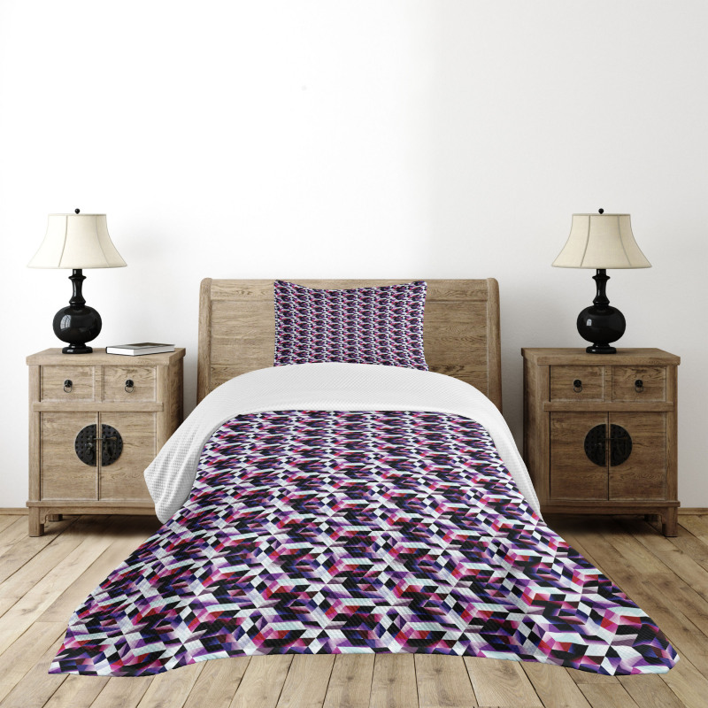 Fractal Grid Vibrant Bedspread Set