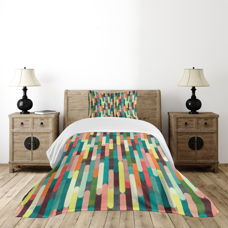 Colorful Grunge Stripes Bedspread Set